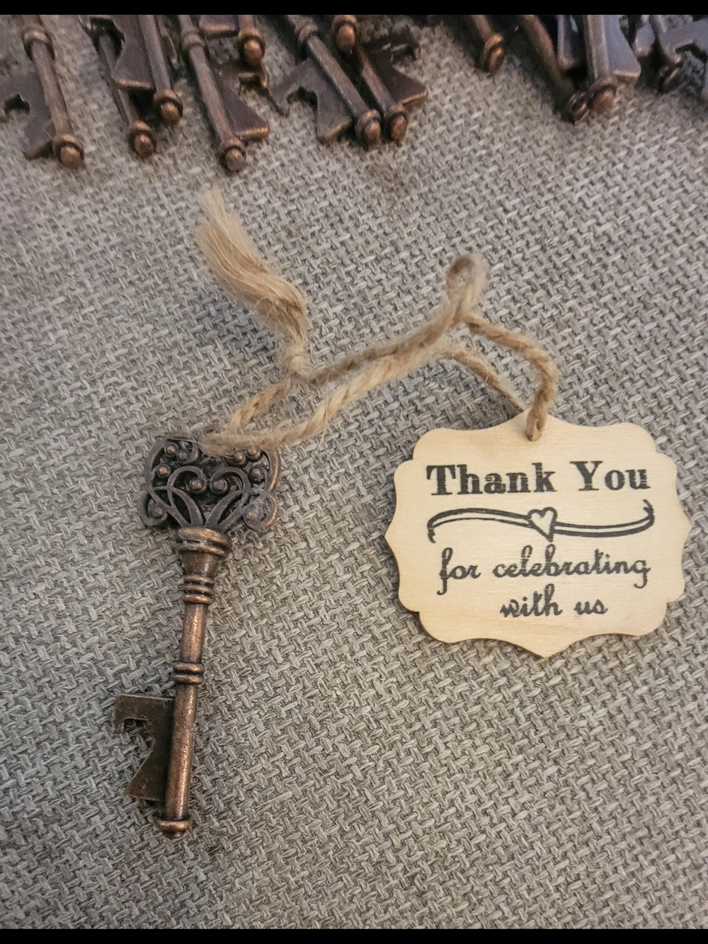 48 Pc Vintage Skeleton Key Bottle Opener Favors Lot 43 with Wooden Tags 5 Plain